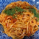 トマト缶で作る　ニンニクとベーコンのスパゲッティ